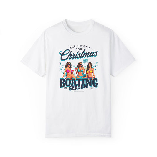 Christmas Boating Unisex Garment-Dyed T-shirt